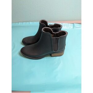 Unicare Black Rubber Chelsea Rain Boots Womens Size 8 Waterproof Ankle Booties